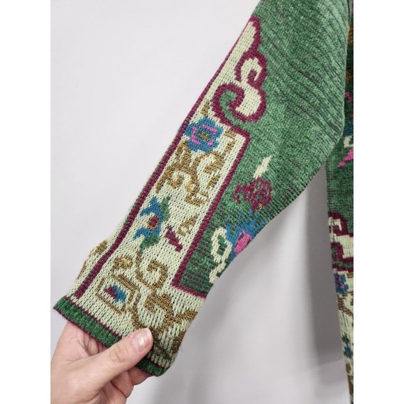 Vintage Cosetta Womens Green Tapestry Design Sweater Large Retro Pullover 90's - Picture 4 of 8